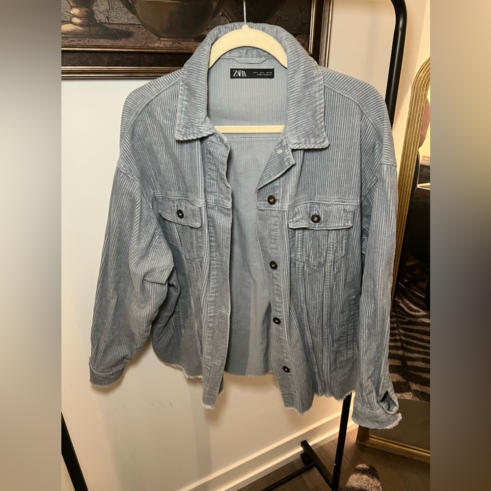 Zara corduroy blue button up